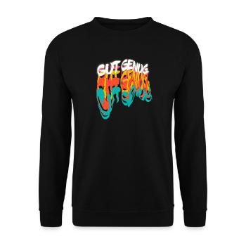 Buntes Graffiti Statement - Unisex Pullover - Schwarz - Vorne - Alina (178cm) & Michal (187cm)