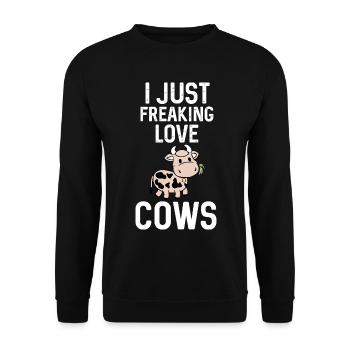 J’adore les dessins animés des vaches - Sweat-shirt Unisexe - noir - Devant - Alina (178cm) & Michal (187cm)