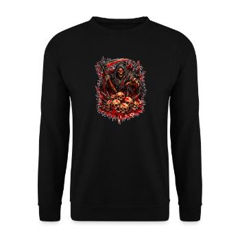 Grim Reaper with Skull Mountain - Unisex Sweatshirt - black - Front - Alina (178cm) & Michal (187cm)