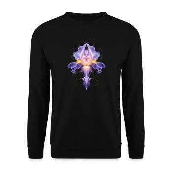 Abstract Iris Blossom Luminous Floral Design - Unisex Sweatshirt - black - Front - Alina (178cm) & Michal (187cm)