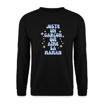 Juste Un Garçon Qui Aime Sa Maman - Sweat-shirt Unisexe - noir - Devant - Alina (178cm) & Michal (187cm)