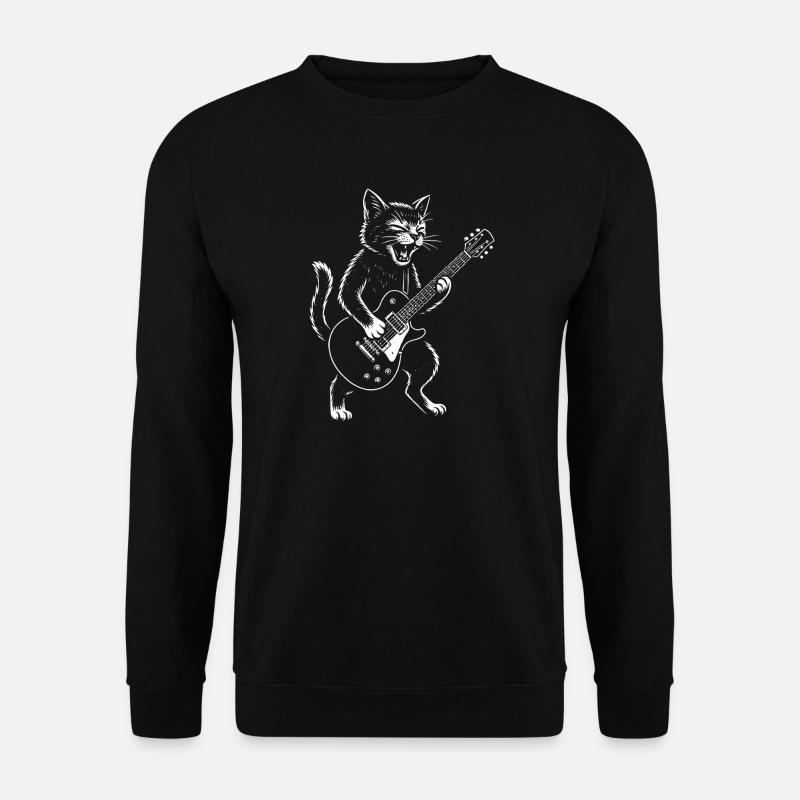 Katze spielt Gitarre - Unisex Pullover - Schwarz