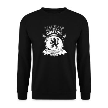 Et Le 8e Jour Dieu Crea Les Comtois Et Le Diabl... - Sweat-shirt Unisexe - noir - Devant - Alina (178cm) & Michal (187cm)