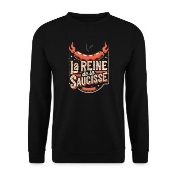 La Reine de la Saucisse Vintage BBQ - Sweat-shirt Unisexe - noir - Devant - Alina (178cm) & Michal (187cm)