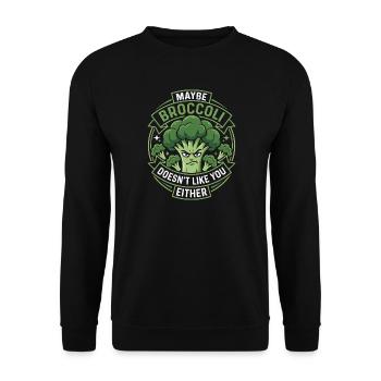 Funny Broccoli Lover Vegan Diet Gym Workout Gift - Unisex Sweatshirt - black - Front - Alina (178cm) & Michal (187cm)