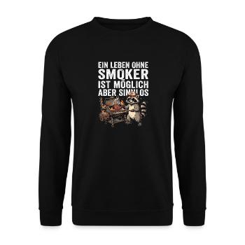 Waschbär Smoker Liebhaber - Unisex Pullover - Schwarz - Vorne - Alina (178cm) & Michal (187cm)