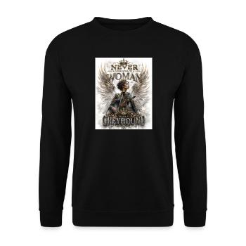 Woman_and_Greyhound - Unisex Pullover - Schwarz - Vorne - Alina (178cm) & Michal (187cm)