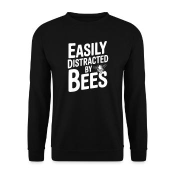 Leicht von Bienen ablenken lassen - Unisex Pullover - Schwarz - Vorne - Alina (178cm) & Michal (187cm)