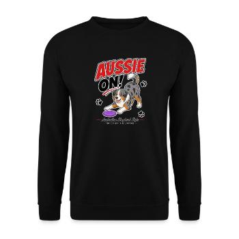 Aussie On! Australian Shepherd - Unisex Sweatshirt - black - Front - Alina (178cm) & Michal (187cm)