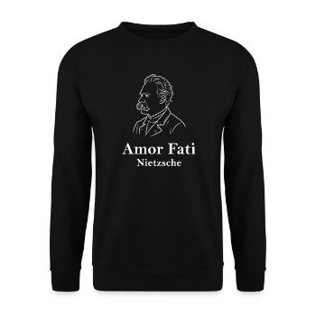 Nietzsche Amor Fati  - Unisex Sweatshirt - black - Front - Alina (178cm) & Michal (187cm)