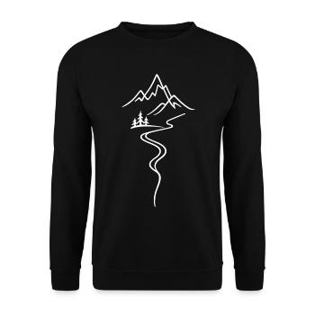 Berg Fluss Wald Berge Natur Abenteuer - Unisex Pullover - Schwarz - Vorne - Alina (178cm) & Michal (187cm)