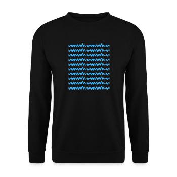 Blaues Zickzack-Wellenmuster - Unisex Pullover - Schwarz - Vorne - Alina (178cm) & Michal (187cm)
