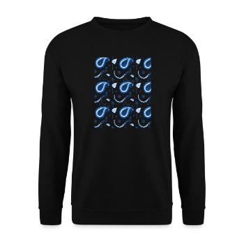 Indigo Paisley Muster Blau - Unisex Pullover - Schwarz - Vorne - Alina (178cm) & Michal (187cm)