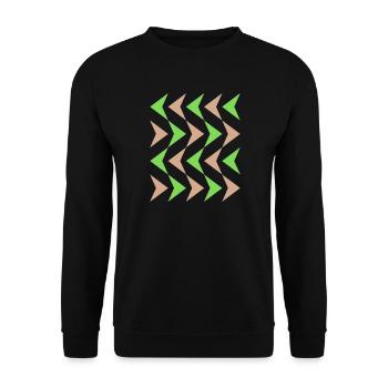 Zickzack-Kontrast Muster - Unisex Pullover - Schwarz - Vorne - Alina (178cm) & Michal (187cm)