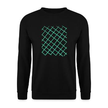 Gitter Muster in Türkis - Unisex Pullover - Schwarz - Vorne - Alina (178cm) & Michal (187cm)