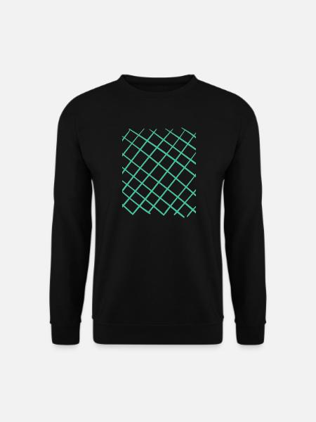 Gitter Muster in Türkis - Unisex Pullover - Schwarz