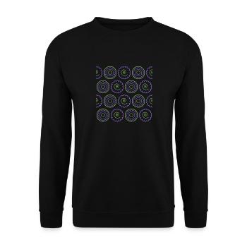 Pulsierende Blütenspiralen - Unisex Pullover - Schwarz - Vorne - Alina (178cm) & Michal (187cm)