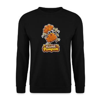 Kuschel Pompom - fröhlicher Vogel - Unisex Pullover - Schwarz - Vorne - Alina (178cm) & Michal (187cm)