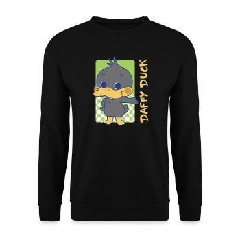 Looney Tunes X Gokko Daffy Duck - Unisex Pullover - Schwarz - Vorne - Alina (178cm) & Michal (187cm)