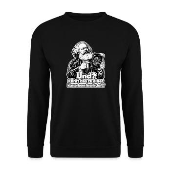 KI und Klassenlose Gesellschaft - Unisex Pullover - Schwarz - Vorne - Alina (178cm) & Michal (187cm)