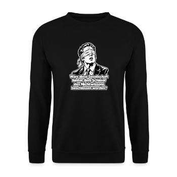 Schleier des Nichtwissens - Unisex Pullover - Schwarz - Vorne - Alina (178cm) & Michal (187cm)