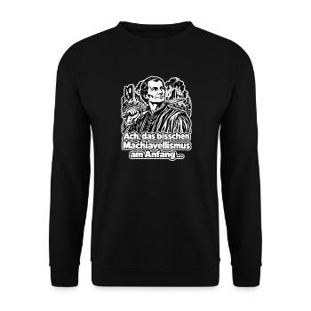 Ein bisschen Machiavellismus - Unisex Pullover - Schwarz - Vorne - Alina (178cm) & Michal (187cm)
