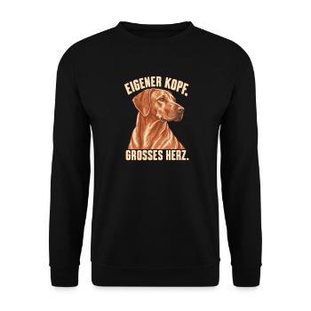 Ridgeback – Eigener Kopf. Großes Herz. - Unisex Pullover - Schwarz - Vorne - Alina (178cm) & Michal (187cm)