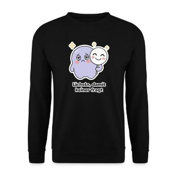 lächeln, damit keiner fragt – Maske Meme - Unisex Pullover - Schwarz - Vorne - Alina (178cm) & Michal (187cm)