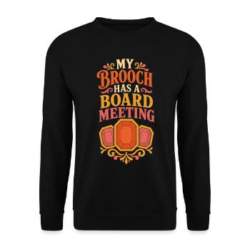 My Brooch Has a Board Meeting - Unisex Pullover - Schwarz - Vorne - Alina (178cm) & Michal (187cm)