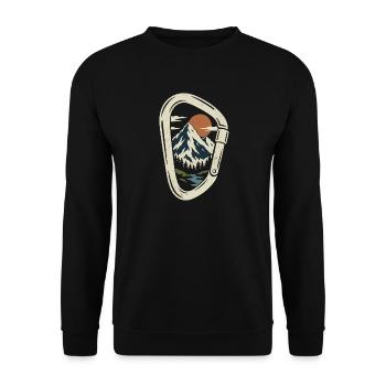Vintage Mountain Carabiner – Klettern und Abenteuer - Unisex Pullover - Schwarz - Vorne - Alina (178cm) & Michal (187cm)