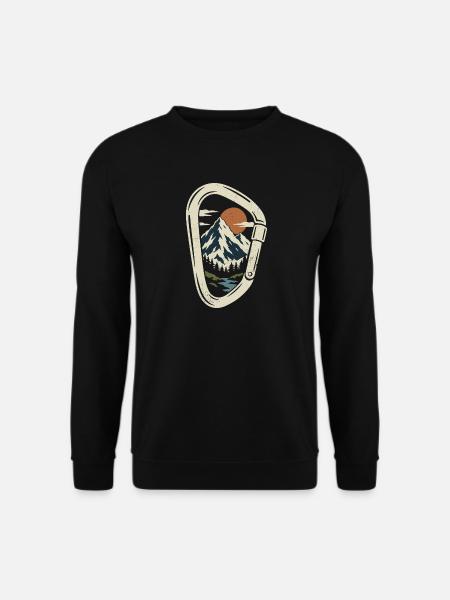 Vintage Mountain Carabiner – Klettern und Abenteuer - Unisex Pullover - Schwarz