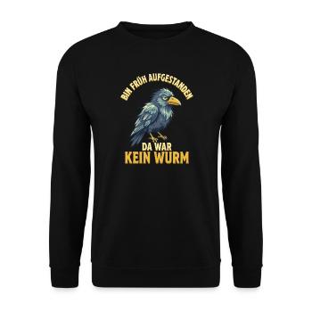 Genervter Rabe Morgenmuffel - Unisex Pullover - Schwarz - Vorne - Alina (178cm) & Michal (187cm)