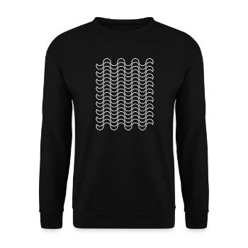 Bauhaus-Wellenmuster - Unisex Pullover - Schwarz - Vorne - Alina (178cm) & Michal (187cm)