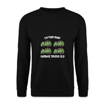 Je suis ce vieux 4ème anniversaire de camions à ordures - Sweat-shirt Unisexe - noir - Devant - Alina (178cm) & Michal (187cm)