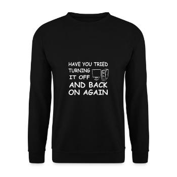 Lustiger Informatiker Spruch, Informatik - Unisex Pullover - Schwarz - Vorne - Alina (178cm) & Michal (187cm)