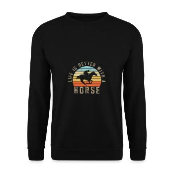 Schönes Reiten Pferde Spruch für Reiter - Unisex Pullover - Schwarz - Vorne - Alina (178cm) & Michal (187cm)