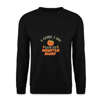 Grusel Halloweenspruch Spruch Halloween - Unisex Pullover - Schwarz - Vorne - Alina (178cm) & Michal (187cm)