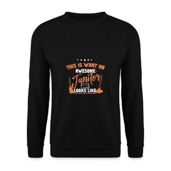 Putzfrau Spruch Reinigungskraft Putzfee - Unisex Pullover - Schwarz - Vorne - Alina (178cm) & Michal (187cm)
