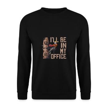 Motorsäge I'll Be In My Office Holzfäller - Unisex Pullover - Schwarz - Vorne - Alina (178cm) & Michal (187cm)