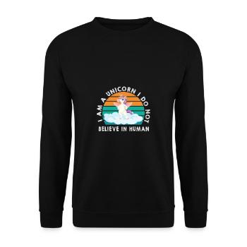 Lustiger Einhorn Spruch I Einhörner - Unisex Pullover - Schwarz - Vorne - Alina (178cm) & Michal (187cm)