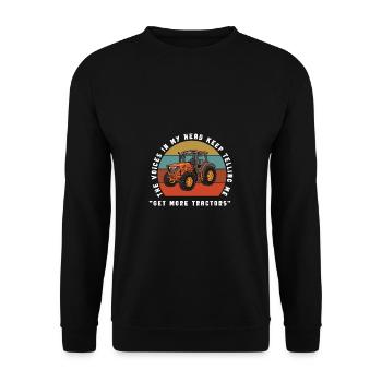 Lustiger Landwirt Spruch mit Traktor - Unisex Pullover - Schwarz - Vorne - Alina (178cm) & Michal (187cm)