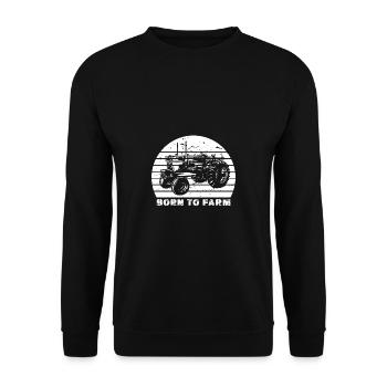 Lustiger Landwirt Spruch mit Traktor - Unisex Pullover - Schwarz - Vorne - Alina (178cm) & Michal (187cm)