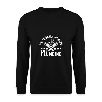 Handwerker Installateur Spruch Klempner - Unisex Pullover - Schwarz - Vorne - Alina (178cm) & Michal (187cm)