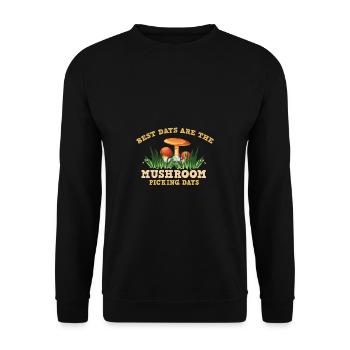 Pilzsammler Pilz Motiv für Pilzsucher - Unisex Pullover - Schwarz - Vorne - Alina (178cm) & Michal (187cm)
