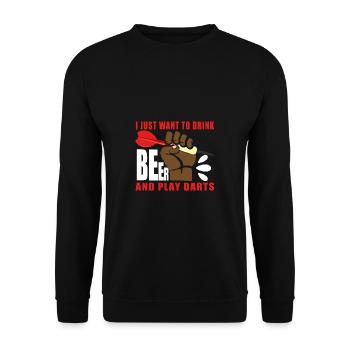 Dart & Bier Lustiger Darts Spruch - Unisex Pullover - Schwarz - Vorne - Alina (178cm) & Michal (187cm)