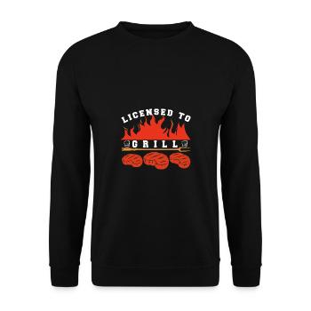 Lustiger Grill-Spruch I Grillen Motiv - Unisex Pullover - Schwarz - Vorne - Alina (178cm) & Michal (187cm)