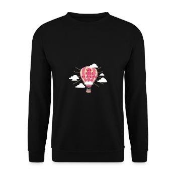 Heißluftballon & Ballon Fahrer Geschenk - Unisex Pullover - Schwarz - Vorne - Alina (178cm) & Michal (187cm)