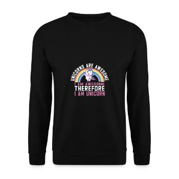 Lustiger Einhorn Spruch I Einhörner - Unisex Pullover - Schwarz - Vorne - Alina (178cm) & Michal (187cm)