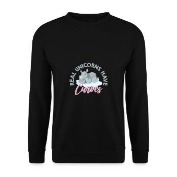 Lustiger Einhorn Spruch I Einhörner - Unisex Pullover - Schwarz - Vorne - Alina (178cm) & Michal (187cm)
