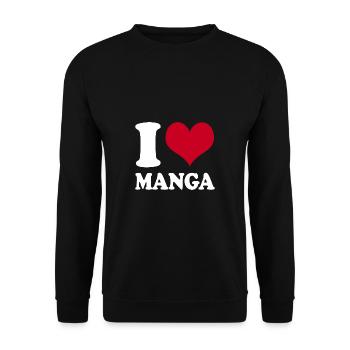 I Love Manga - Unisex Pullover - Schwarz - Vorne - Alina (178cm) & Michal (187cm)